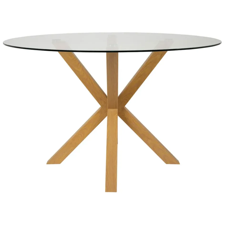 Fabrique de Styles Table De Salle À Manger*Table à manger ronde en verre trempé et métal d119cm - Adela