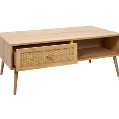 Fabrique de Styles Table Basses*Table basse avec tiroir en bois et cannage L110cm - Baia