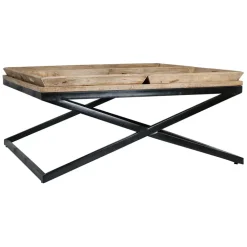 Fabrique de Styles Table Basses*Table basse carrée avec plateaux en manguier et fer noir L120cm - Noe