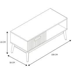 Fabrique de Styles Table Basses*Table basse en bois naturel 100x50 cm - kara