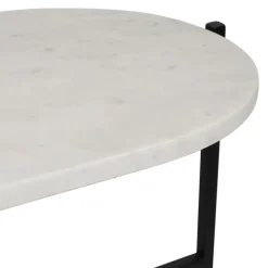 Fabrique de Styles Table Basses*Table basse en marbre et fer blanc et noir 100x40cm - Eskela