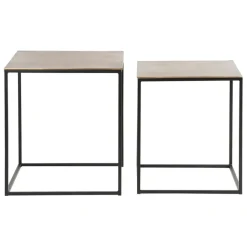 Fabrique de Styles Table Basses*Table basse gigogne carrée (lot de 2) en aluminium et fer doré - Felia