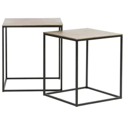 Fabrique de Styles Table Basses*Table basse gigogne carrée (lot de 2) en aluminium et fer doré - Felia