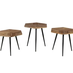 Fabrique de Styles Table Basses*Table basse gigogne (lot de 3) en teck et métal - Woody
