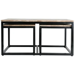 Fabrique de Styles Table Basses*Table basse gigogne (lot de 3) en manguier et fer noir -Noe