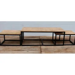 Fabrique de Styles Table Basses*Table basse gigogne (lot de 3) en manguier et fer noir -Noe