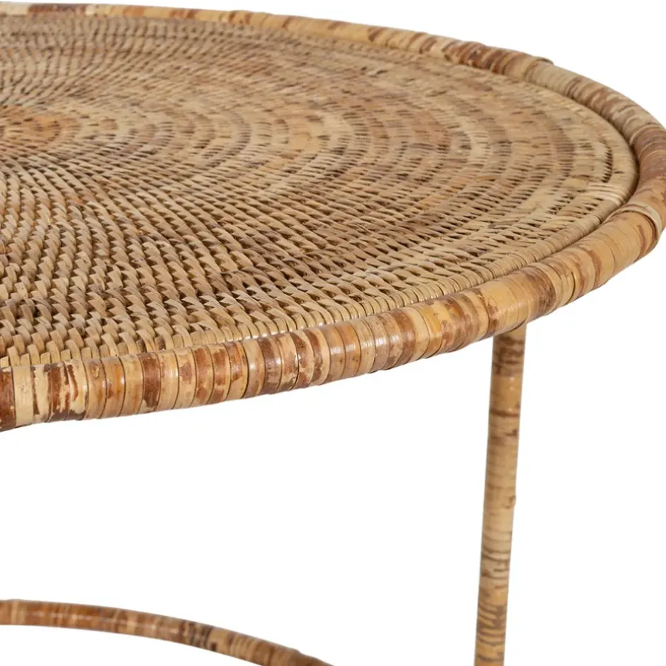 Fabrique de Styles Table Basses*Table basse gigogne ronde (lot de 2) en rotin et fer - Pasil