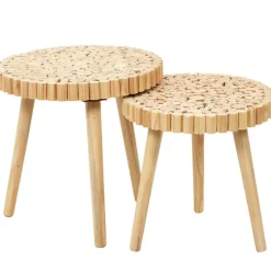 Fabrique de Styles Table Basses*Table basse gigogne ronde (lot de 2) en bois de pin - Rubin