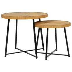 Fabrique de Styles Table Basses*Table basse (lot de 2) en bambou, rotin et pieds en fer noir - Saori