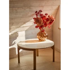 Fabrique de Styles Table Basses*Table basse rond en manguier et marbre naturel et blanc d80cm - Agate