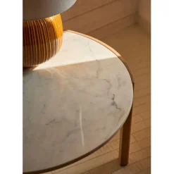 Fabrique de Styles Table Basses*Table basse rond en manguier et marbre naturel et blanc d80cm - Agate