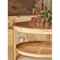 Fabrique de Styles Table Basses*Table basse ronde en sapin et verre trempé d75cm - Firmin