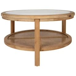 Fabrique de Styles Table Basses*Table basse ronde en sapin et verre trempé d75cm - Firmin