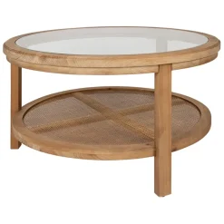 Fabrique de Styles Table Basses*Table basse ronde en sapin et verre trempé d75cm - Firmin