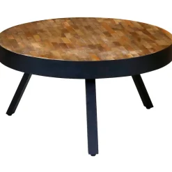 Fabrique de Styles Table Basses*Table basse ronde en teck recyclé et métal d76cm - Wally