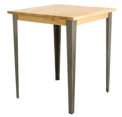 Fabrique de Styles Tables Hautes*Table de bar carrée en chêne massif et pieds acier 90x90 cm - Manny