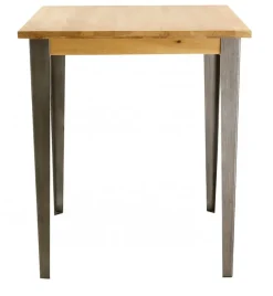 Fabrique de Styles Tables Hautes*Table de bar carrée en chêne massif et pieds acier 90x90 cm - Manny