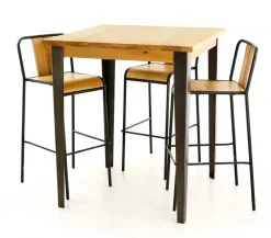 Fabrique de Styles Tables Hautes*Table de bar carrée en chêne massif et pieds acier 90x90 cm - Manny