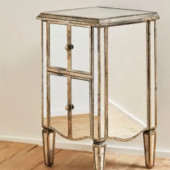 Fabrique de Styles Tables De Chevet*Table de chevet baroque en bois et miroir 2 tiroirs - Bois miroir