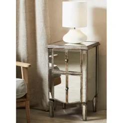 Fabrique de Styles Tables De Chevet*Table de chevet baroque en bois et miroir 2 tiroirs - Bois miroir