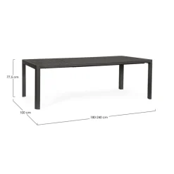Enfant Fabrique de Styles Tables De Jardin|Jardin*Table de jardin avec allonge en aluminium 180(+60)x100cm - Kiplin