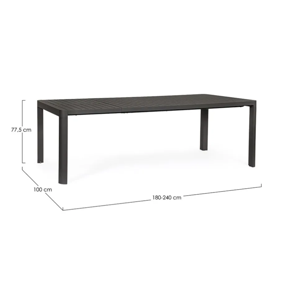 Enfant Fabrique de Styles Tables De Jardin|Jardin*Table de jardin avec allonge en aluminium 180(+60)x100cm - Kiplin