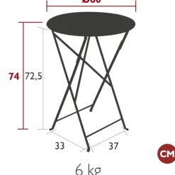 Enfant Fabrique de Styles Tables De Jardin|Jardin*Table de jardin ronde pliante en acier gris - Bistro