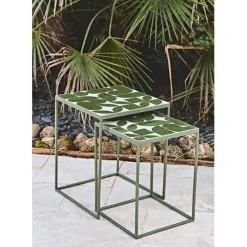 Enfant Fabrique de Styles Tables Basses, Guéridons|Jardin*Table d'appoint gigogne de jardin (lot de 2) en fer - Bologna