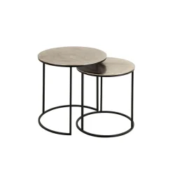 Fabrique de Styles Bouts De Canapé Et Tables D'appoint*Table d'appoint gigogne (x2) en fer argent - Felia