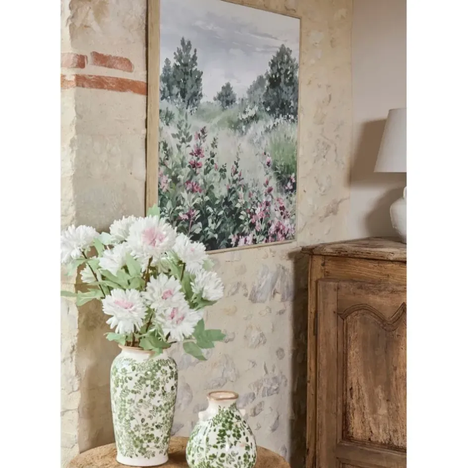 Fabrique de Styles Tableaux Et Toiles*Tableau campagne en toile vert et rose 80x80cm