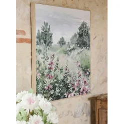 Fabrique de Styles Tableaux Et Toiles*Tableau campagne en toile vert et rose 80x80cm