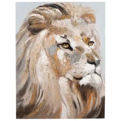 Fabrique de Styles Tableaux Et Toiles*Tableau lion en toile et pin 90x120cm - Animal