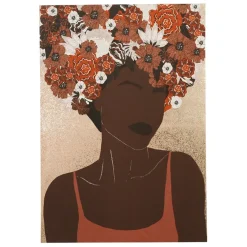 Fabrique de Styles Tableaux Et Toiles*Tableau turban fleuri terra 70x100cm