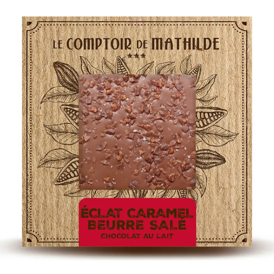 Fabrique de Styles Chocolats Et Confiseries*Tablette chocolat au lait éclat caramel et beurre sale - 80g