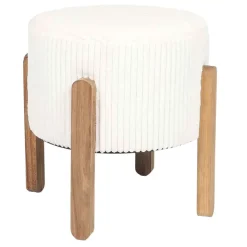 Fabrique de Styles Poufs Et Tabourets*Tabouret en tissu côtelé beige et bois d'acacia - Scarlett