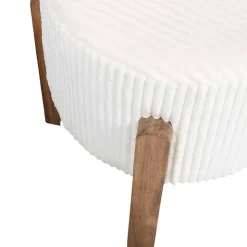 Fabrique de Styles Poufs Et Tabourets*Tabouret en tissu côtelé beige et bois d'acacia - Scarlett
