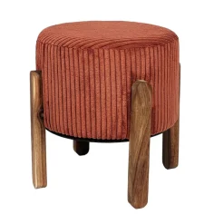 Fabrique de Styles Poufs Et Tabourets*Tabouret en tissu côtelé et bois d'acacia - Scarlett