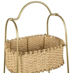 Fabrique de Styles Bibliothèques Et Étagères*Étagère 3 paniers en jute et fer doré h104cm - Réserve