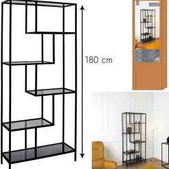 Fabrique de Styles Bibliothèques Et Étagères*Étagère en métal verre fumé h180cm - Edgard