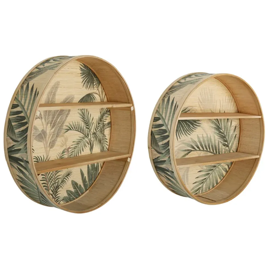 Fabrique de Styles Étagères Murales*Étagère murale 2 niveaux (x2) en bambou et naturel - Papaye