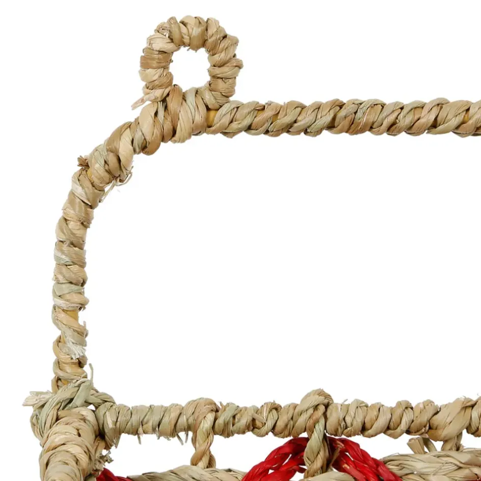 Fabrique de Styles Étagères Murales*Étagère murale 2 paniers en jonc de mer naturel et rouge