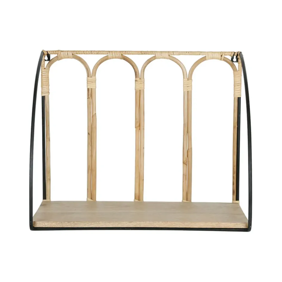 Fabrique de Styles Étagères Murales*Étagère murale en rotin et fer noir - Monarque