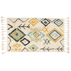 Fabrique de Styles Tapis*Tapis karres naturel et bleu 70x145cm