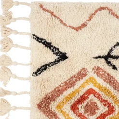 Fabrique de Styles Tapis*Tapis karres naturel et rouge 70x145cm