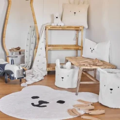 Enfant Fabrique de Styles Déco*Tapis ours en coton blanc et noir - Songes