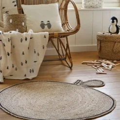 Enfant Fabrique de Styles Déco*Tapis pomme en jute et coton d100cm - Les fruits