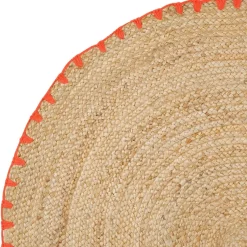 Fabrique de Styles Tapis*Tapis rond en jute et coton naturel et orange d100cm - Seguia