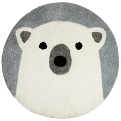 Enfant Fabrique de Styles Déco*Tapis rond ours tufté en coton banc et bleu d120cm - Banquise