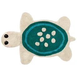 Enfant Fabrique de Styles Déco*Tapis tortue en coton tufté écru et 92x65cm