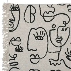 Fabrique de Styles Tapis*Tapis visage écru et noir 140x70cm - terre brulée